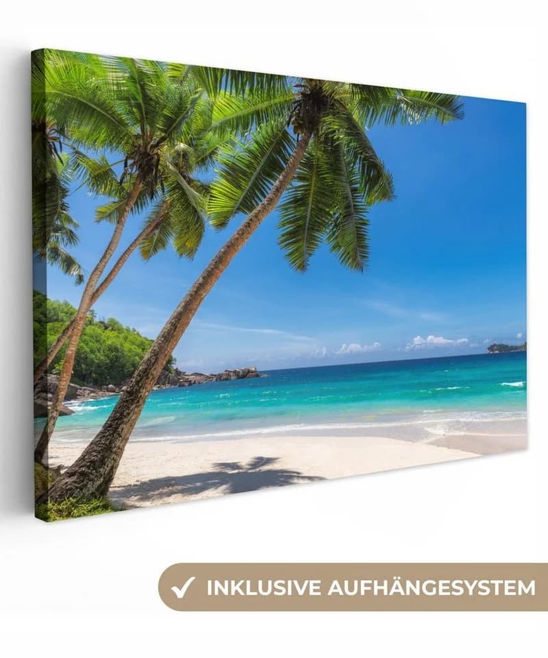 OneMillionCanvasses® Leinwandbild Strand Palme Meer Insel 30x20 cm - Bild 2