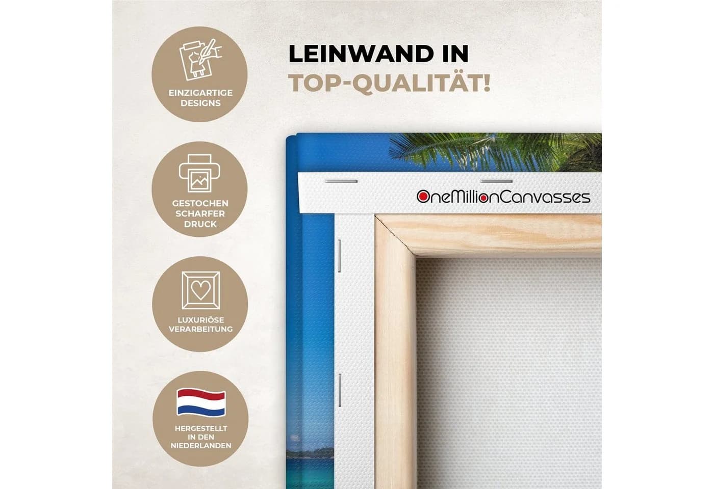 OneMillionCanvasses® Leinwandbild Strand Palme Meer Insel 30x20 cm - Bild 3
