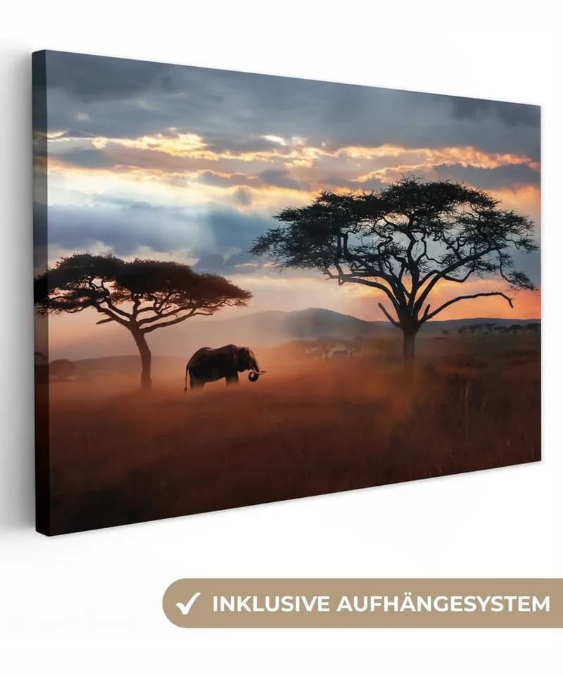 OneMillionCanvasses® Leinwandbild Elefant Afrika Motiv 30x20 cm - Bild 2