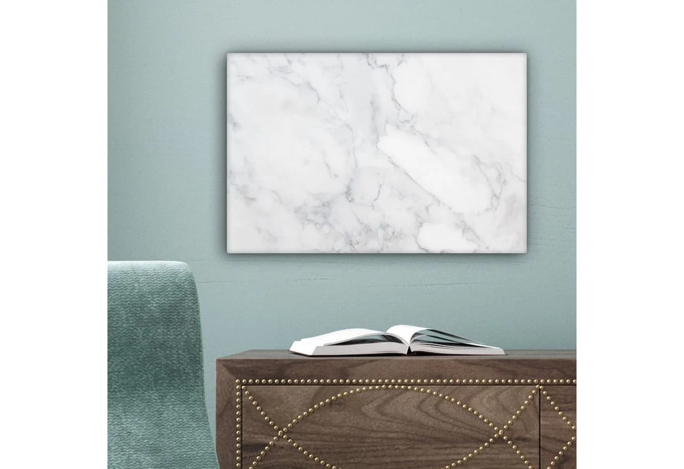 OneMillionCanvasses® Leinwandbild Marmor Weiß Grau Fotodruck 30x20 cm - Bild 5