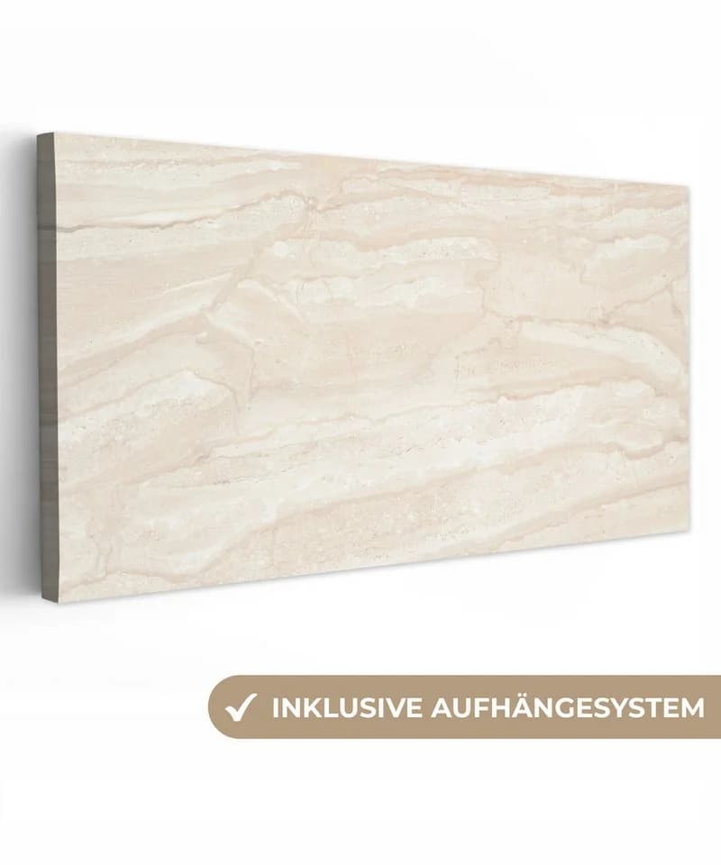 OneMillionCanvasses® Leinwandbild Panorama Marmor - Kalk - Sand - Textur Fotodruck Wandbild - Bild 2