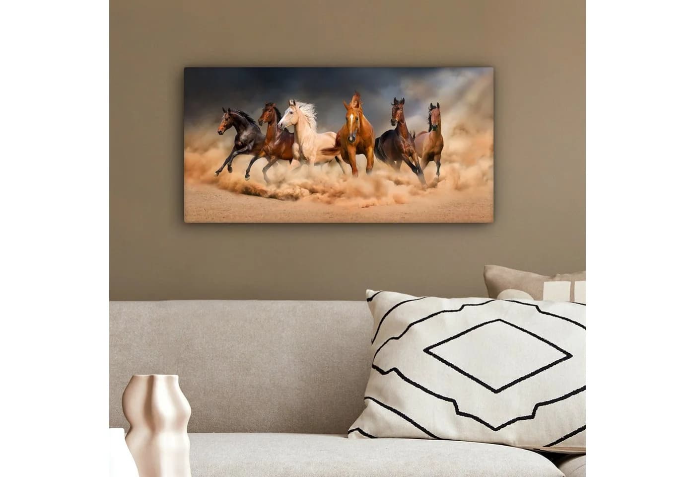 OneMillionCanvasses® Leinwandbild Panorama Pferde Bunt - Bild 4