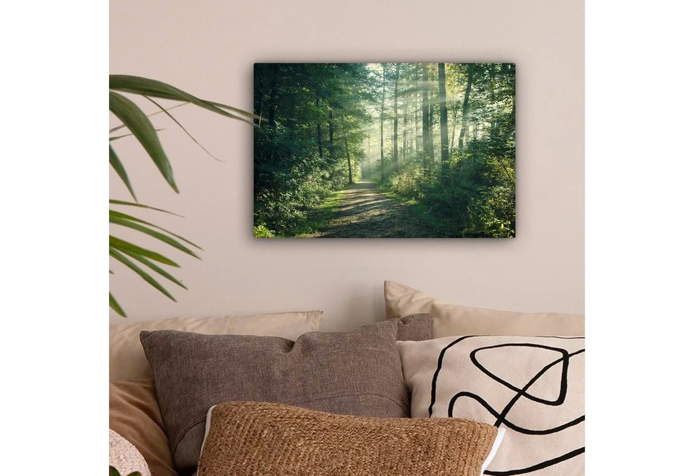 OneMillionCanvasses® Leinwandbild Wald - Weg - Sonne - Bäume - Grün - Natur, Fotodruck