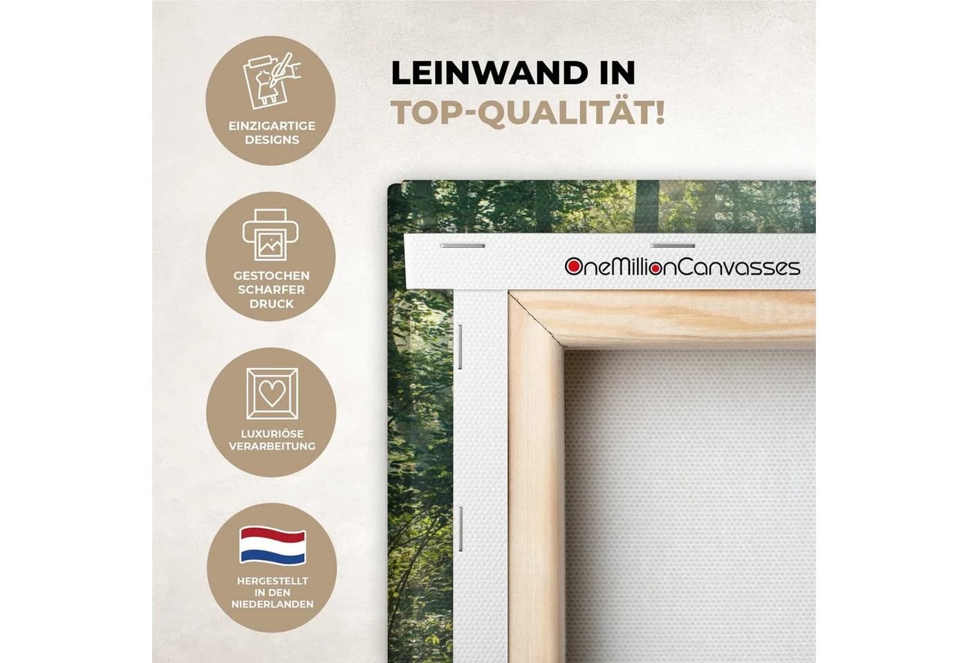 OneMillionCanvasses® Leinwandbild Wald - Weg - Sonne - Bäume - Grün - Natur, Fotodruck - Bild 3