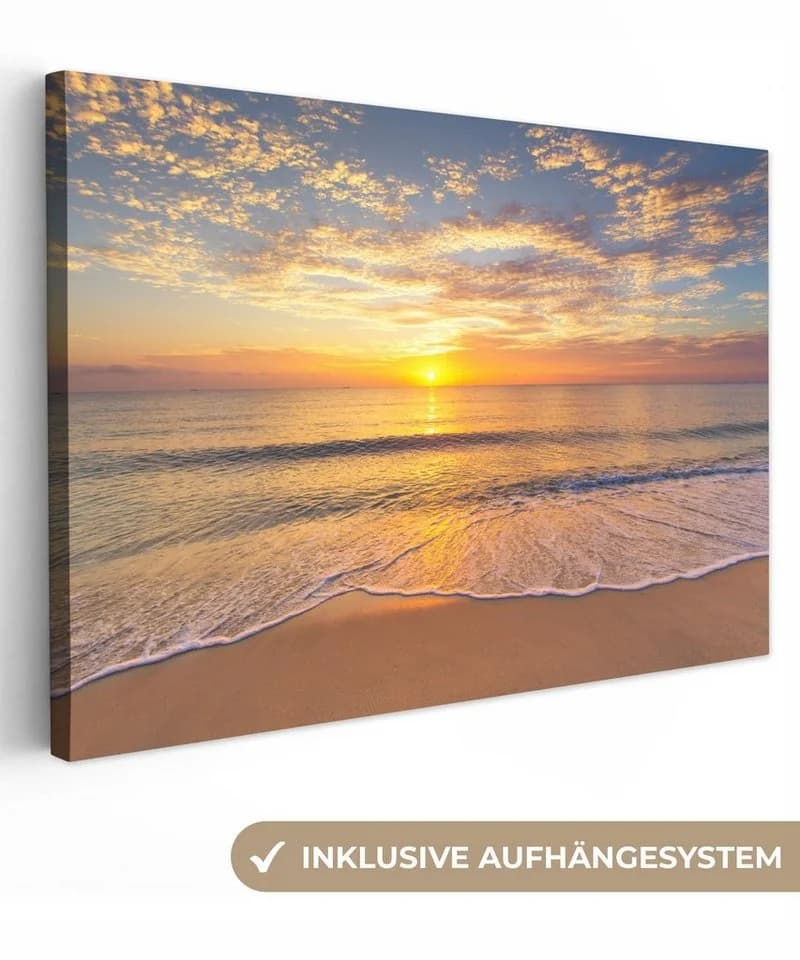 OneMillionCanvasses® Leinwandbild Strand Sonnenuntergang Meer - Bild 2