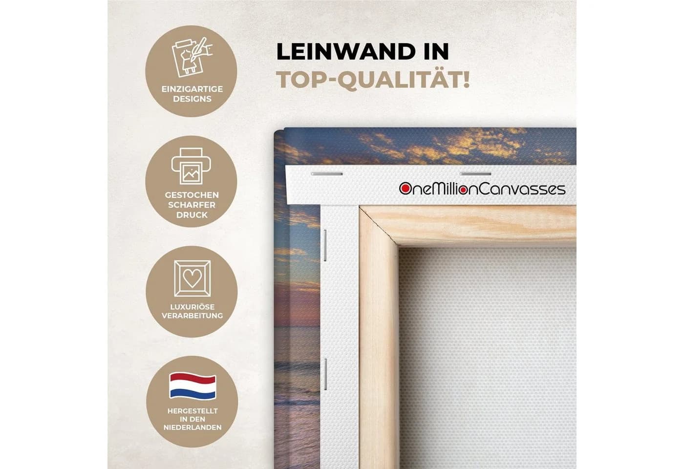 OneMillionCanvasses® Leinwandbild Strand Sonnenuntergang Meer - Bild 3