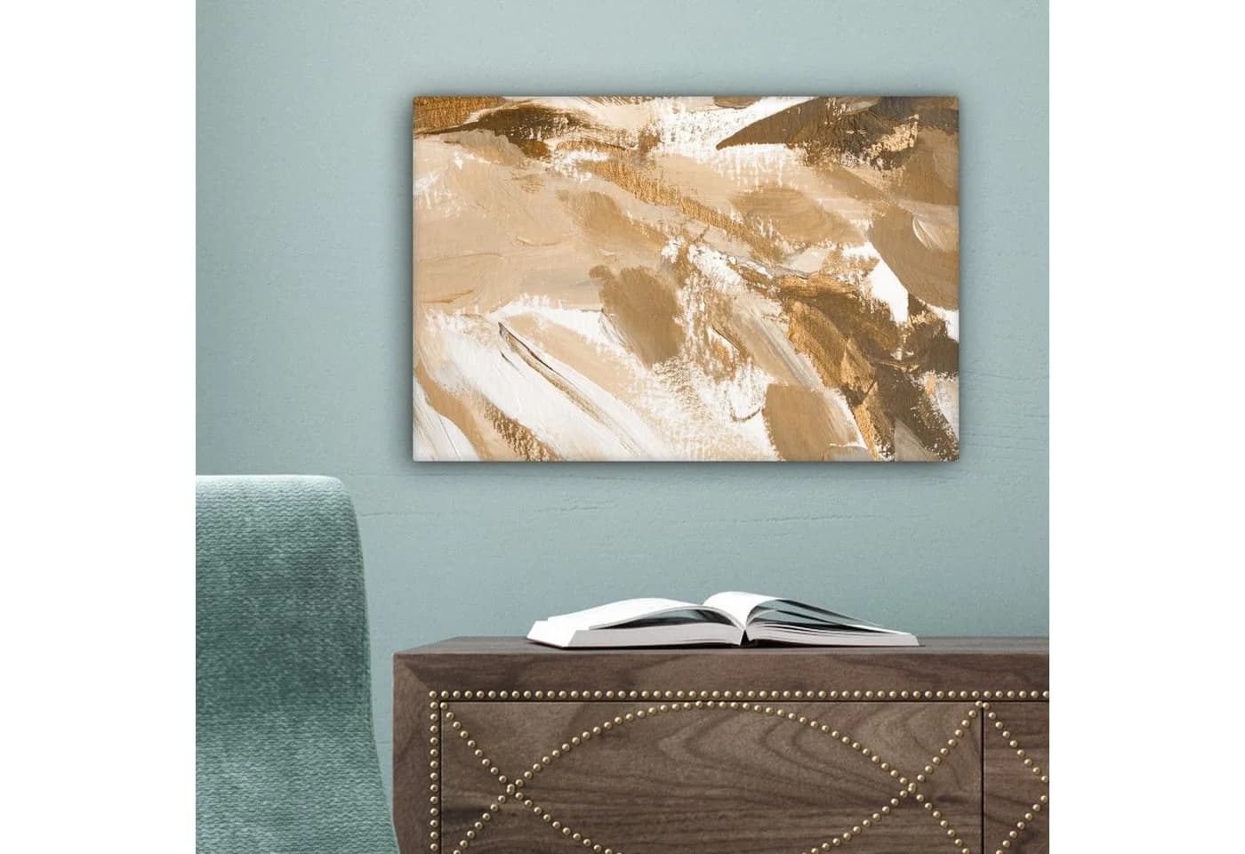 OneMillionCanvasses® Leinwandbild Abstrakt Gold Beige Wanddekoration - Bild 5