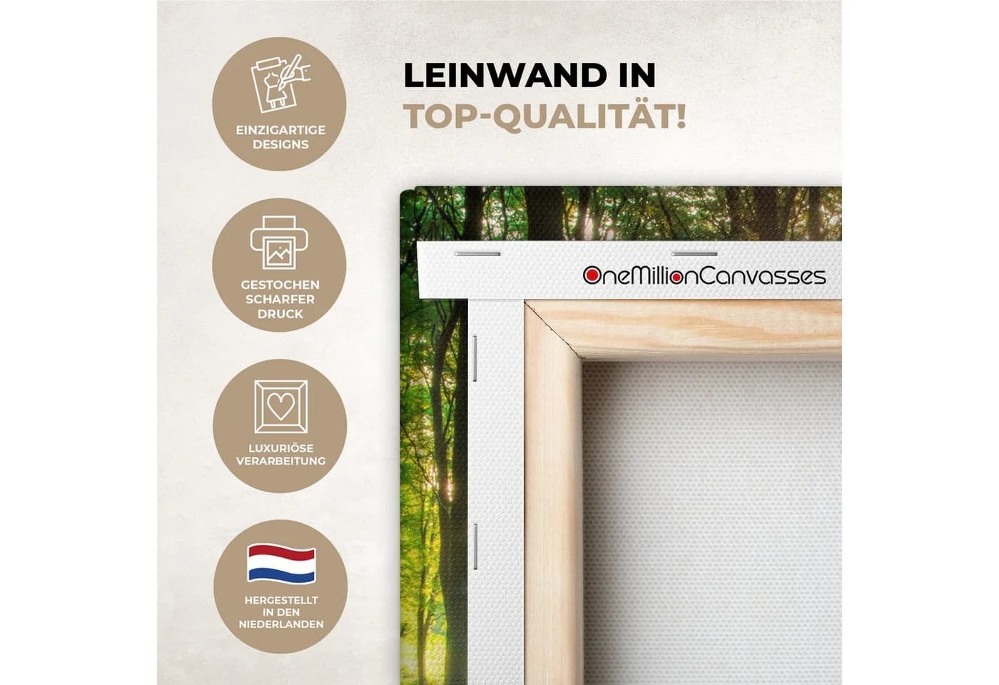 OneMillionCanvasses® Leinwandbild Wald Sonnenuntergang 20x20 cm - Bild 3