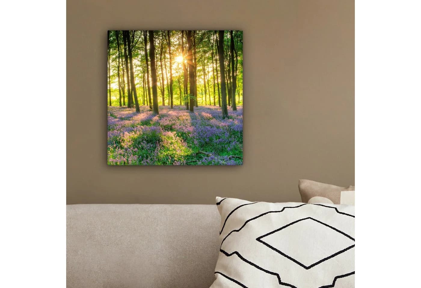 OneMillionCanvasses® Leinwandbild Wald Sonnenuntergang 20x20 cm - Bild 4