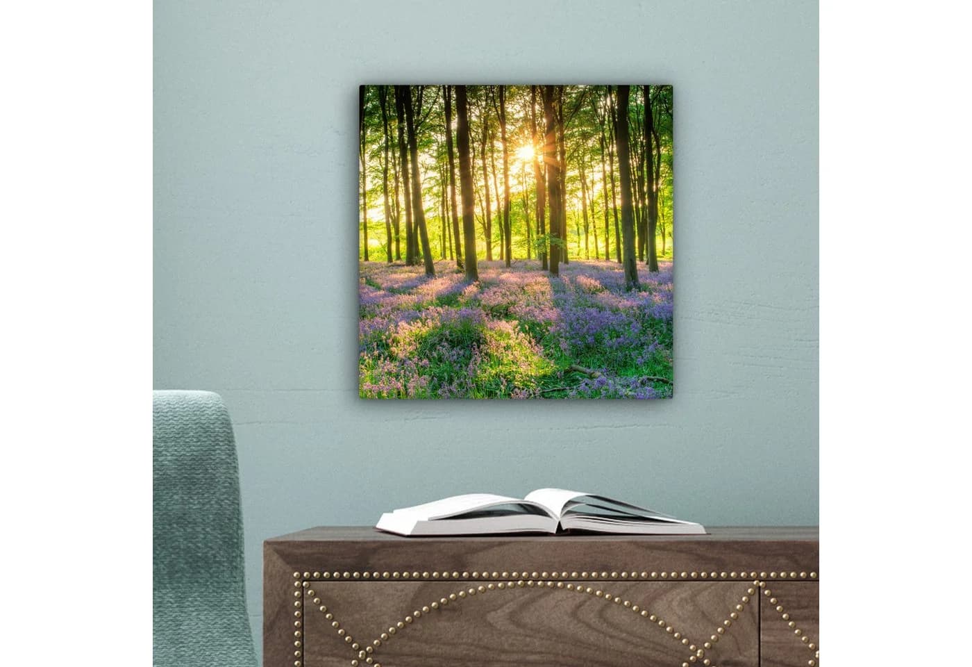 OneMillionCanvasses® Leinwandbild Wald Sonnenuntergang 20x20 cm - Bild 5