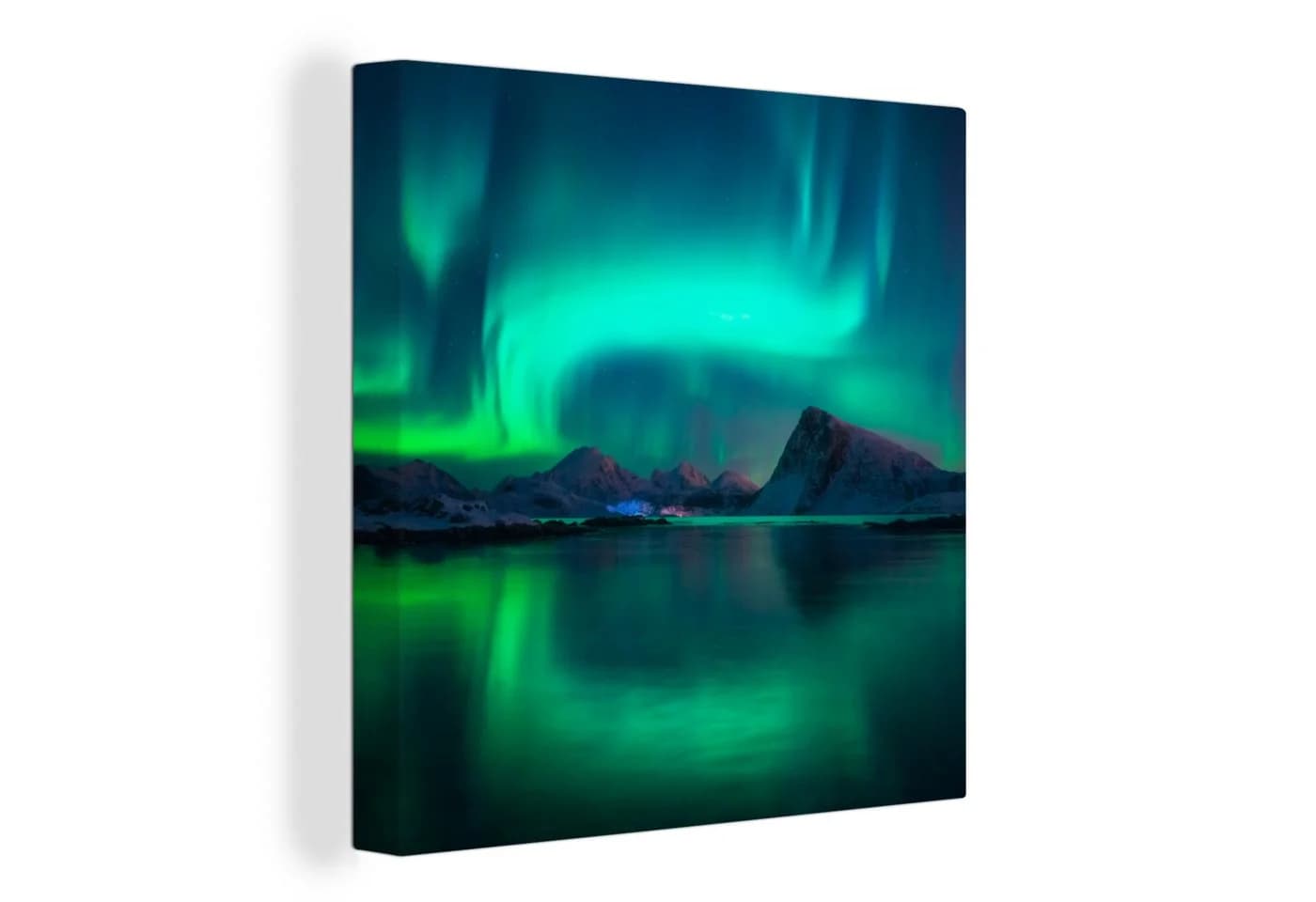 OneMillionCanvasses® Leinwandbild Nordlichter Norwegen 20x20 cm - Bild 2