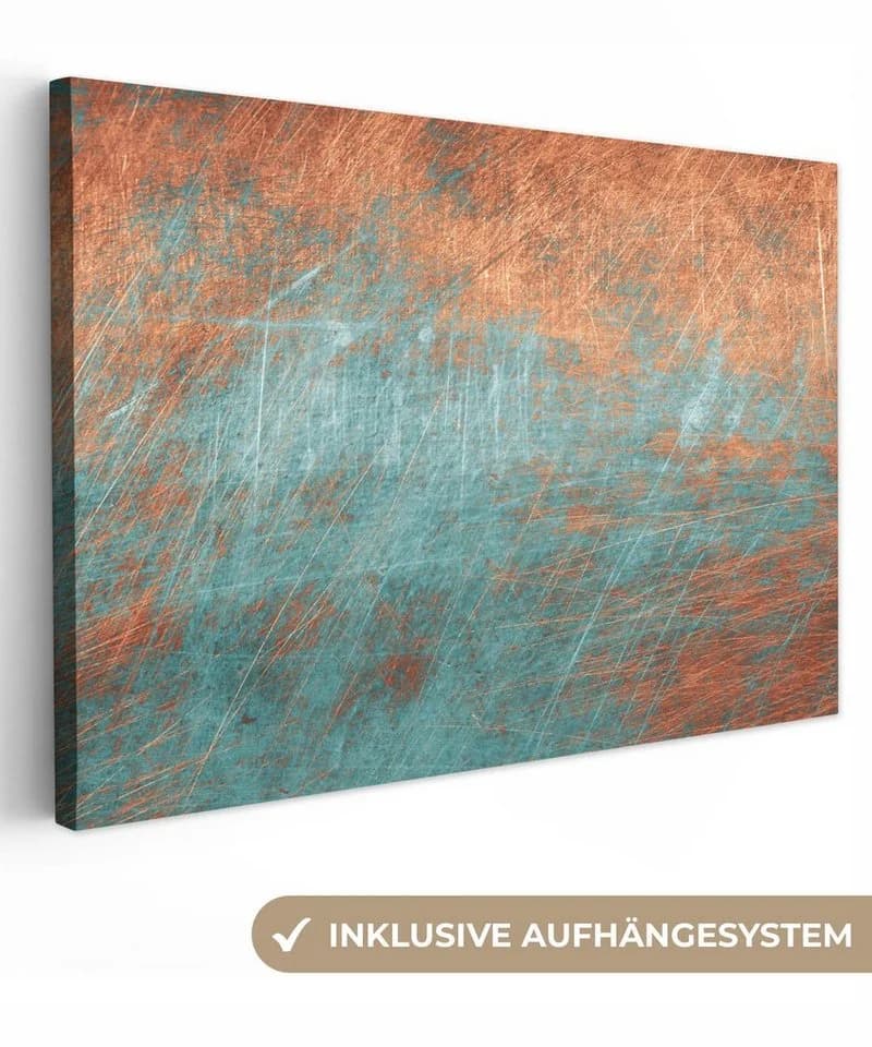 OneMillionCanvasses® Leinwandbild Abstrakt Metall Blau Bronze - Bild 2