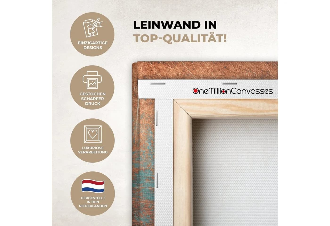 OneMillionCanvasses® Leinwandbild Abstrakt Metall Blau Bronze - Bild 3