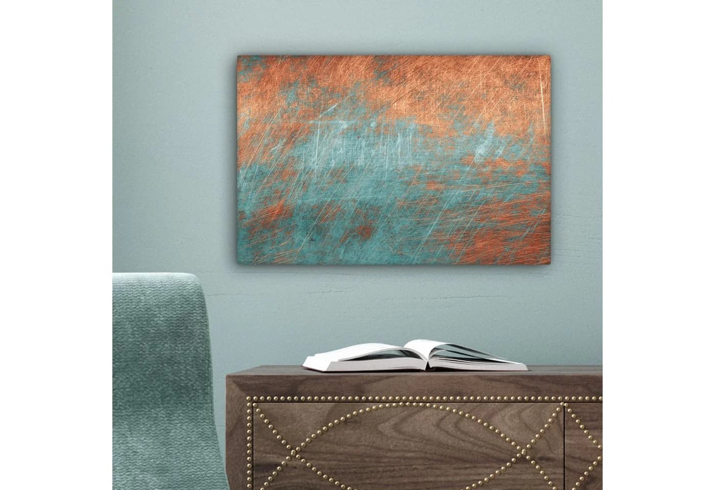 OneMillionCanvasses® Leinwandbild Abstrakt Metall Blau Bronze - Bild 5