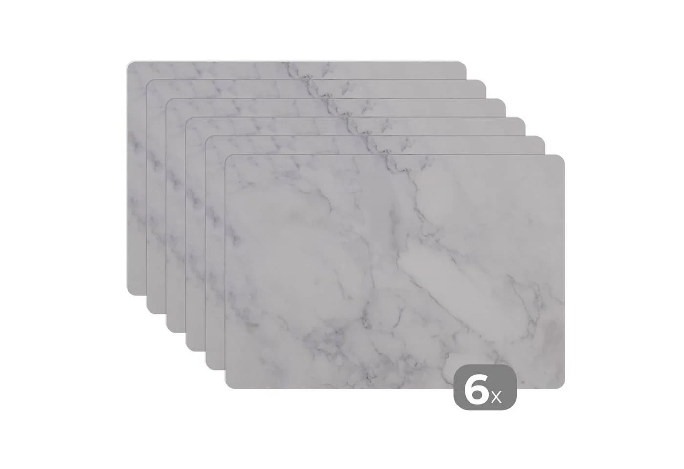 MuchoWow Platzset Marmor Weiß Grau 6-tlg Vinyl - Bild 2