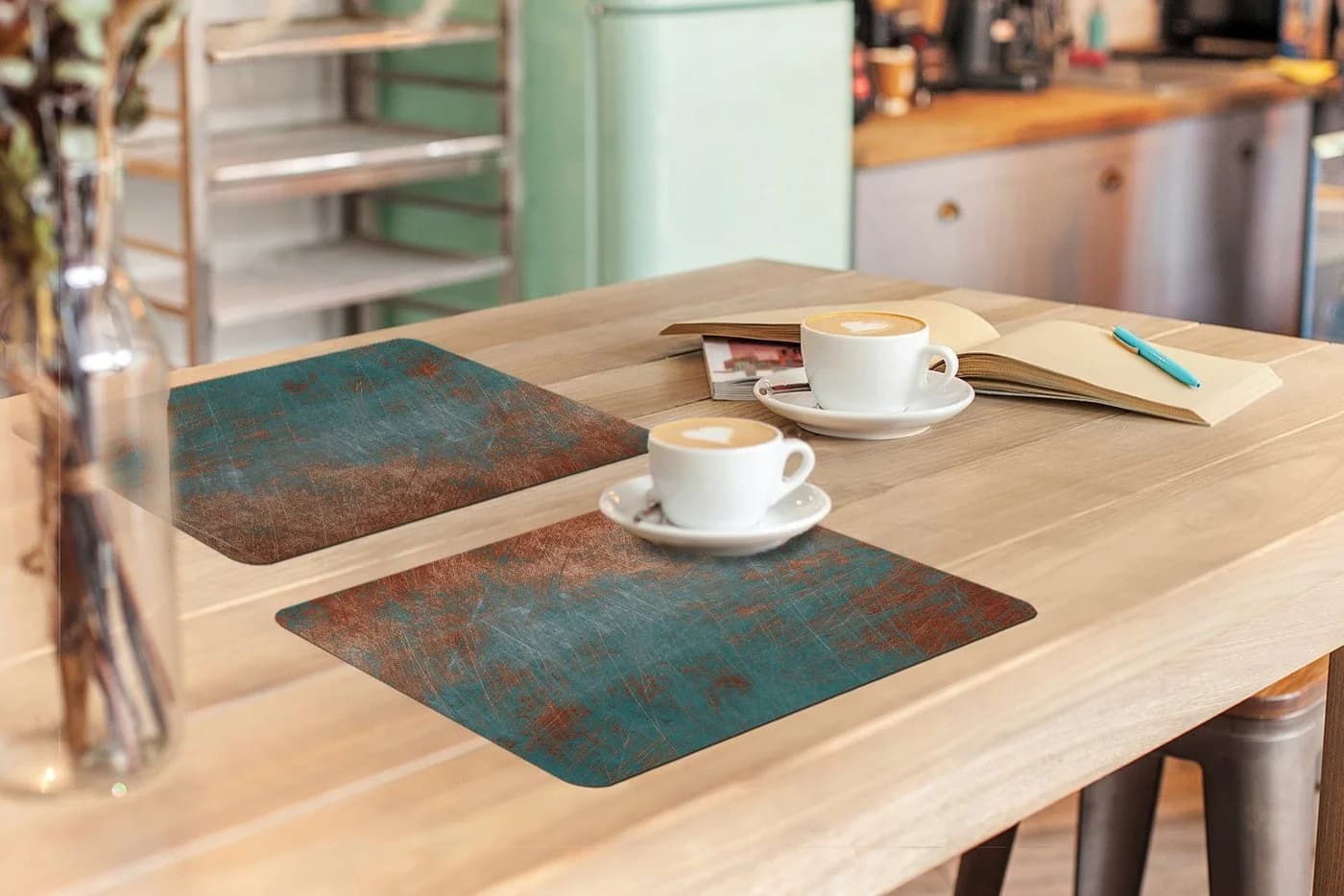 MuchoWow Platzset Metall 6er Set Blau Bronze Vinyl - Bild 3