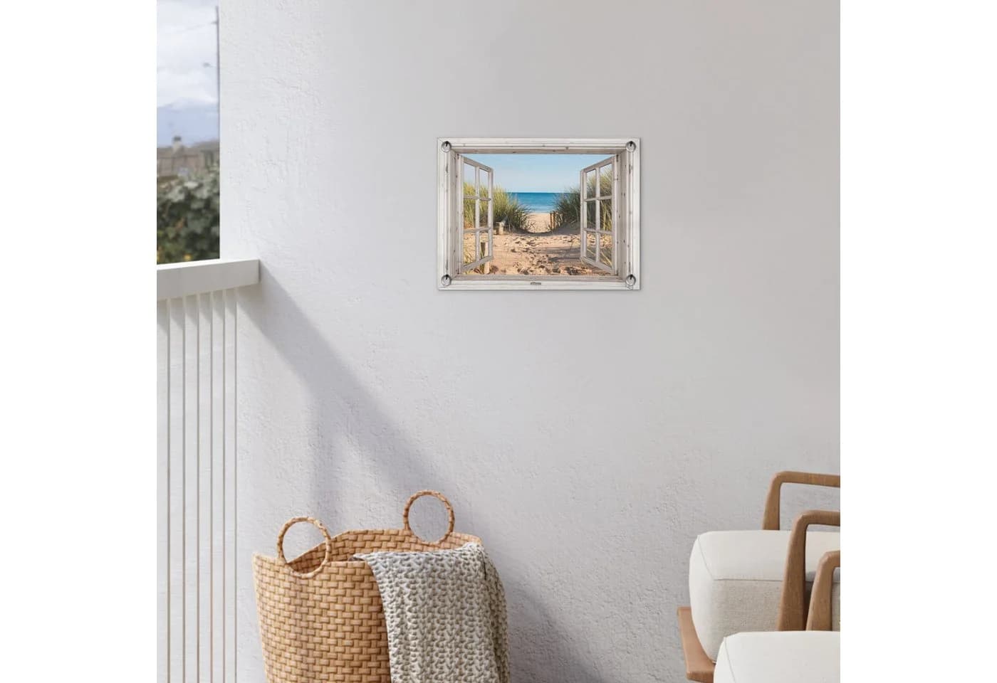 OnlyWow Gartenposter Strand Meer Dünen PVC Wetterfest