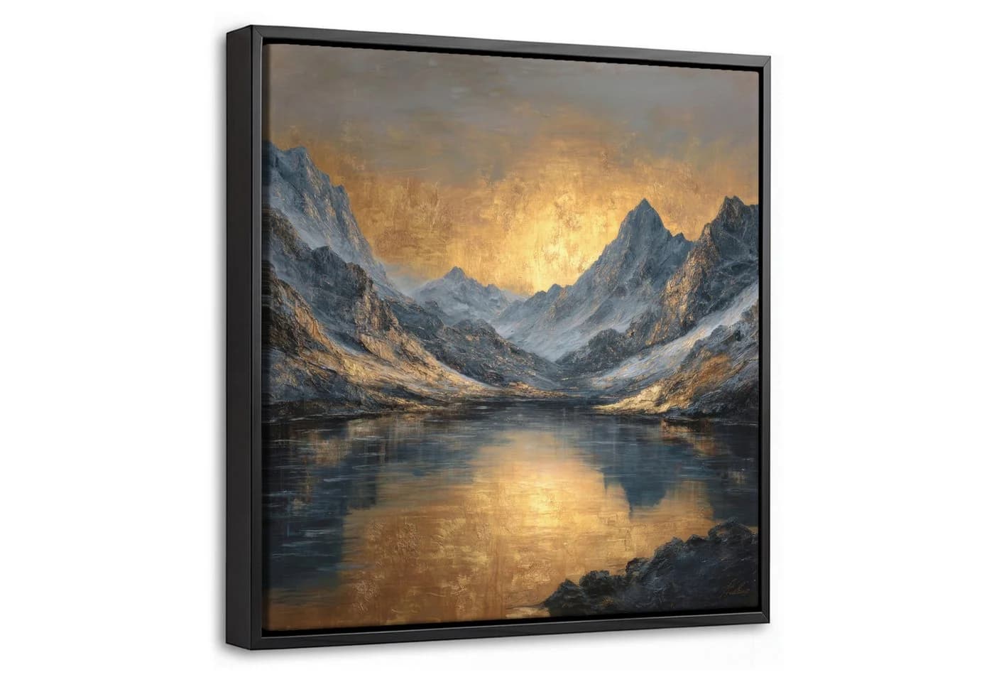 OneMillionCanvasses® Leinwandbild Bergkulisse Sonnenuntergang mit Rahmen - Bild 2