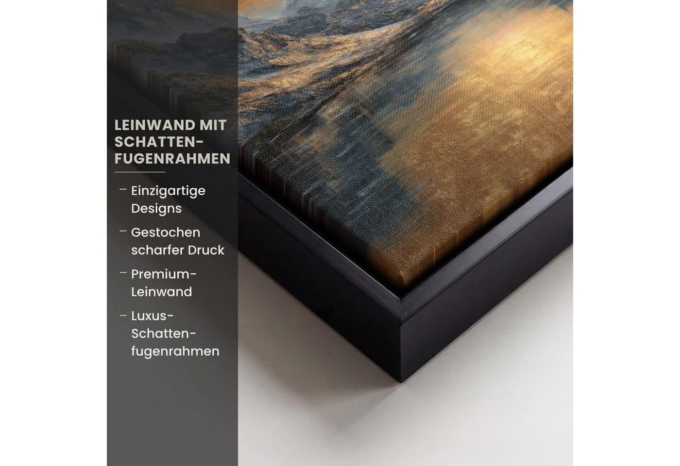 OneMillionCanvasses® Leinwandbild Bergkulisse Sonnenuntergang mit Rahmen - Bild 3