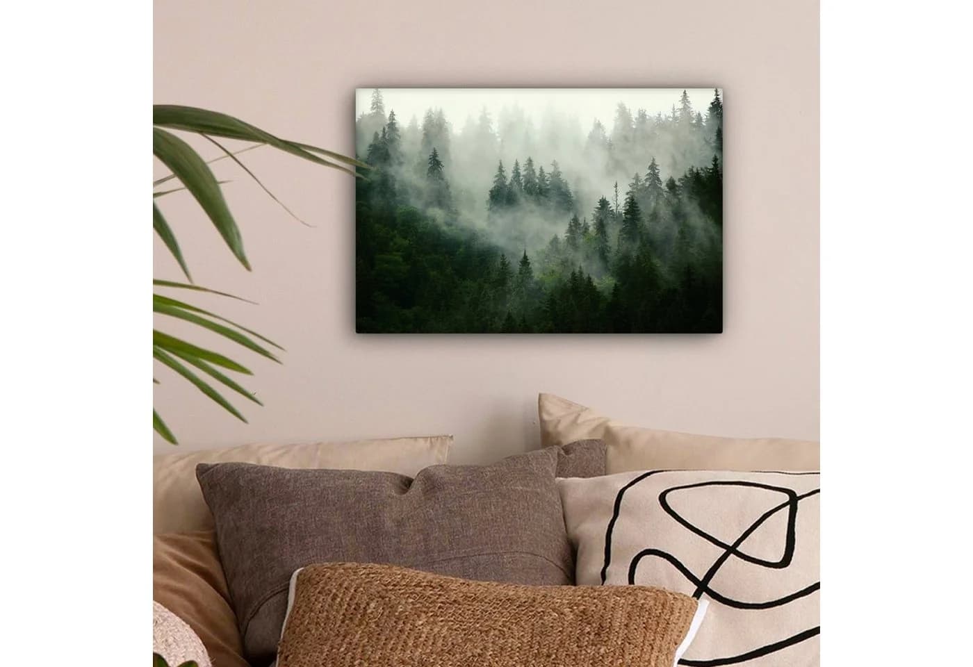 OneMillionCanvasses® Leinwandbild Wald Nebel Natur 30x20 cm