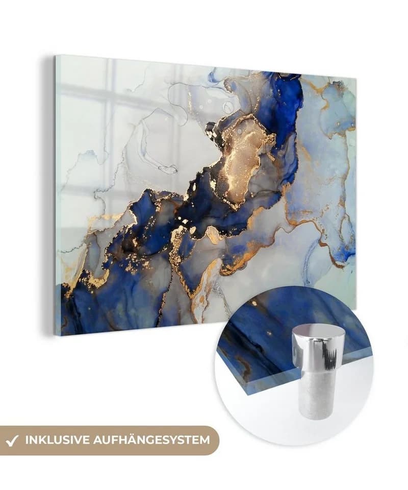MuchoWow Acrylglasbild Marmor Blau Gold Modern - Bild 2