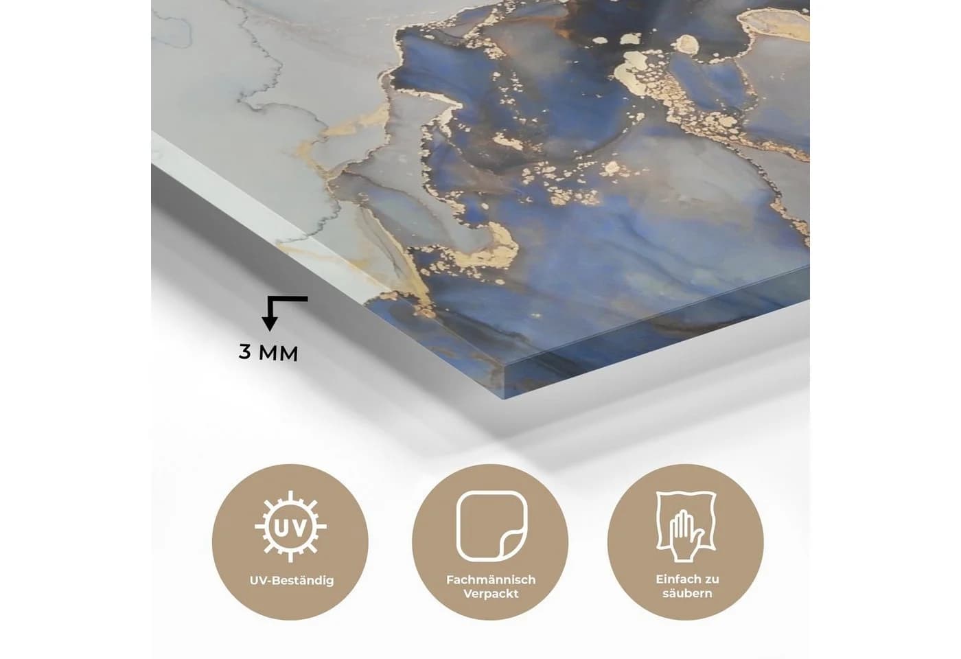 MuchoWow Acrylglasbild Marmor Blau Gold Modern - Bild 3