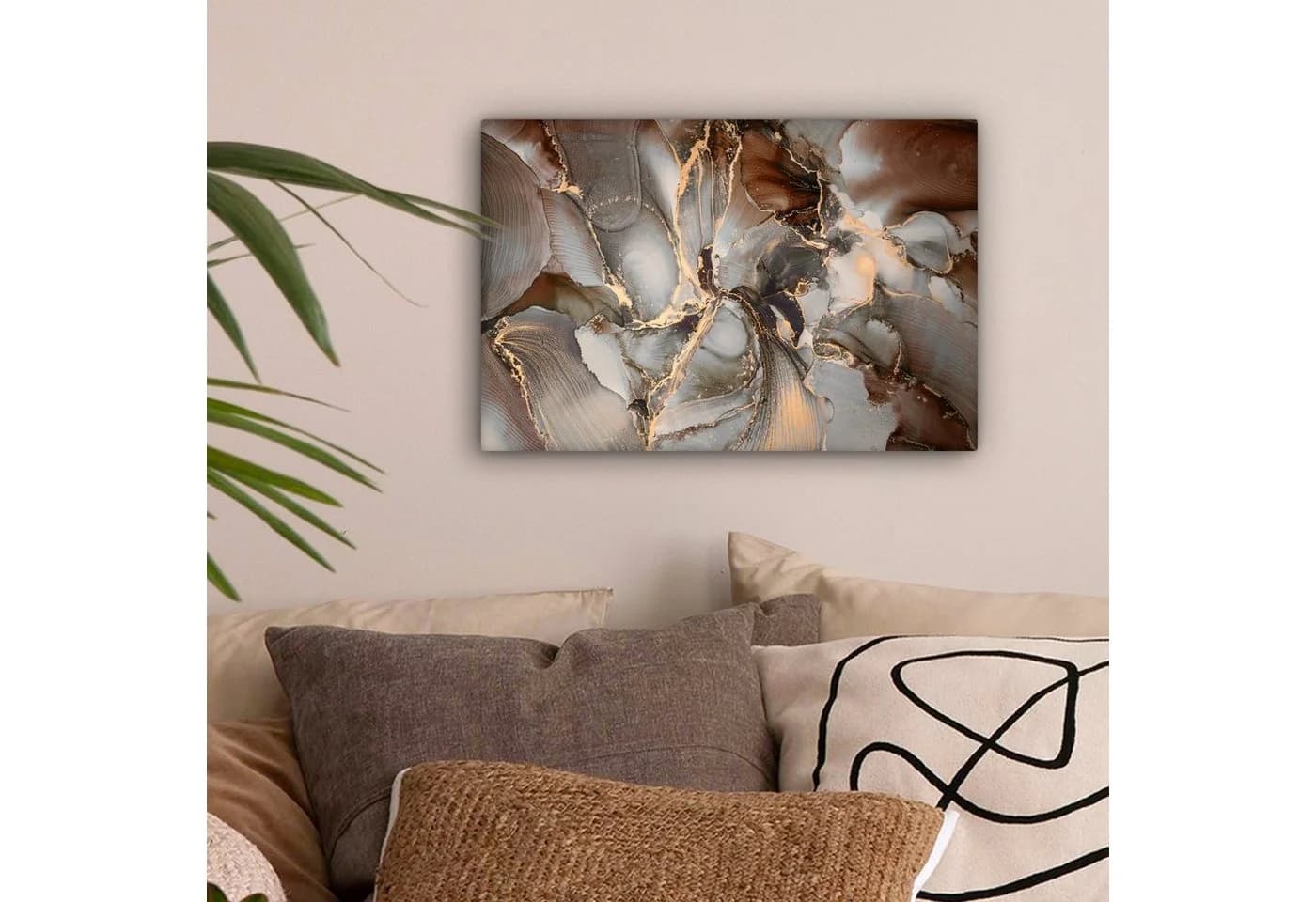 OneMillionCanvasses® Leinwandbild Grau-Gold Marmoroptik Wanddekoration