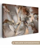OneMillionCanvasses® Leinwandbild Grau-Gold Marmoroptik Wanddekoration Bild 2