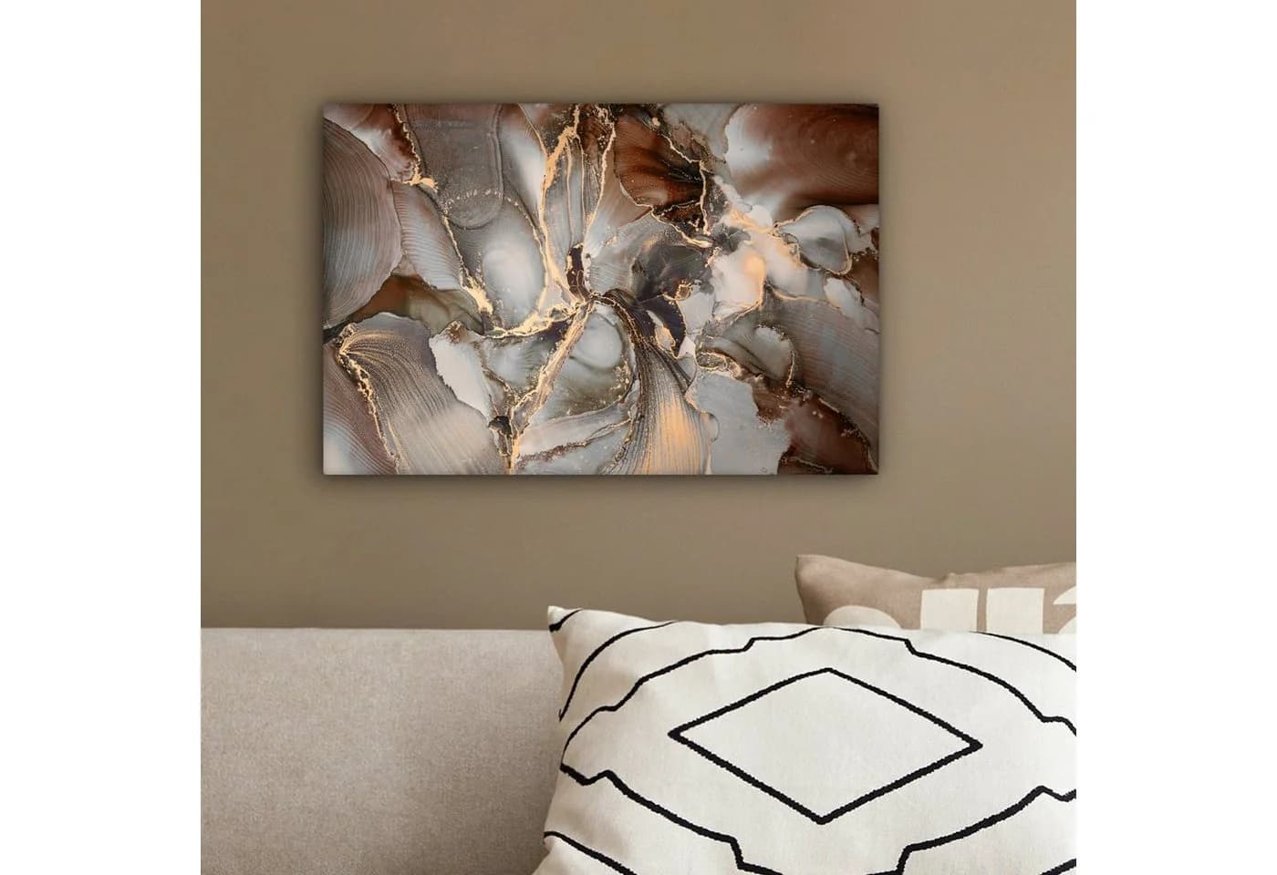 OneMillionCanvasses® Leinwandbild Grau-Gold Marmoroptik Wanddekoration - Bild 4