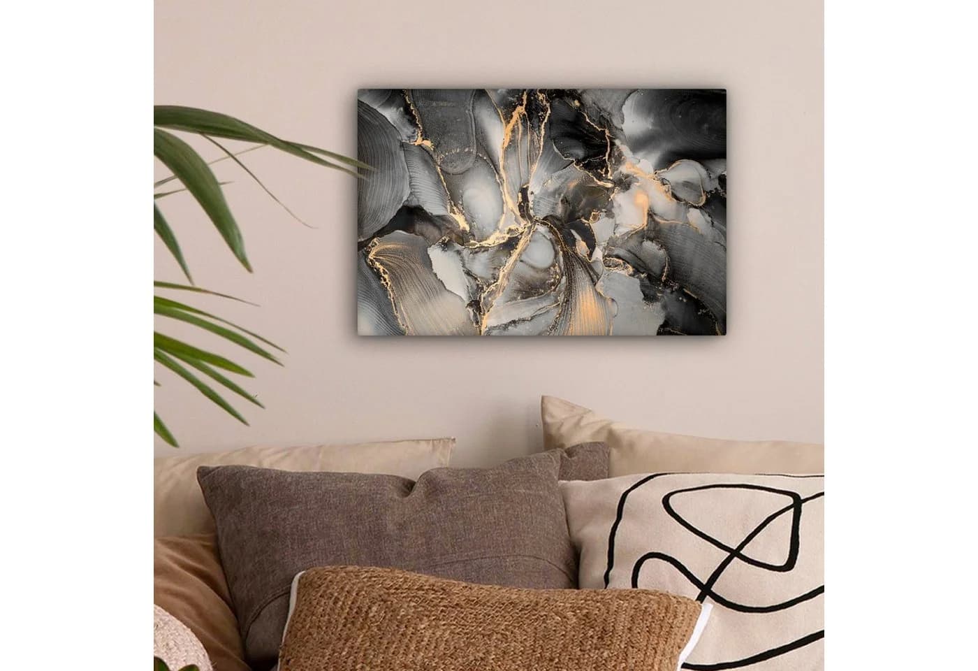 OneMillionCanvasses® Leinwandbild Grau Gold Marmor Fotodruck 30x20 cm