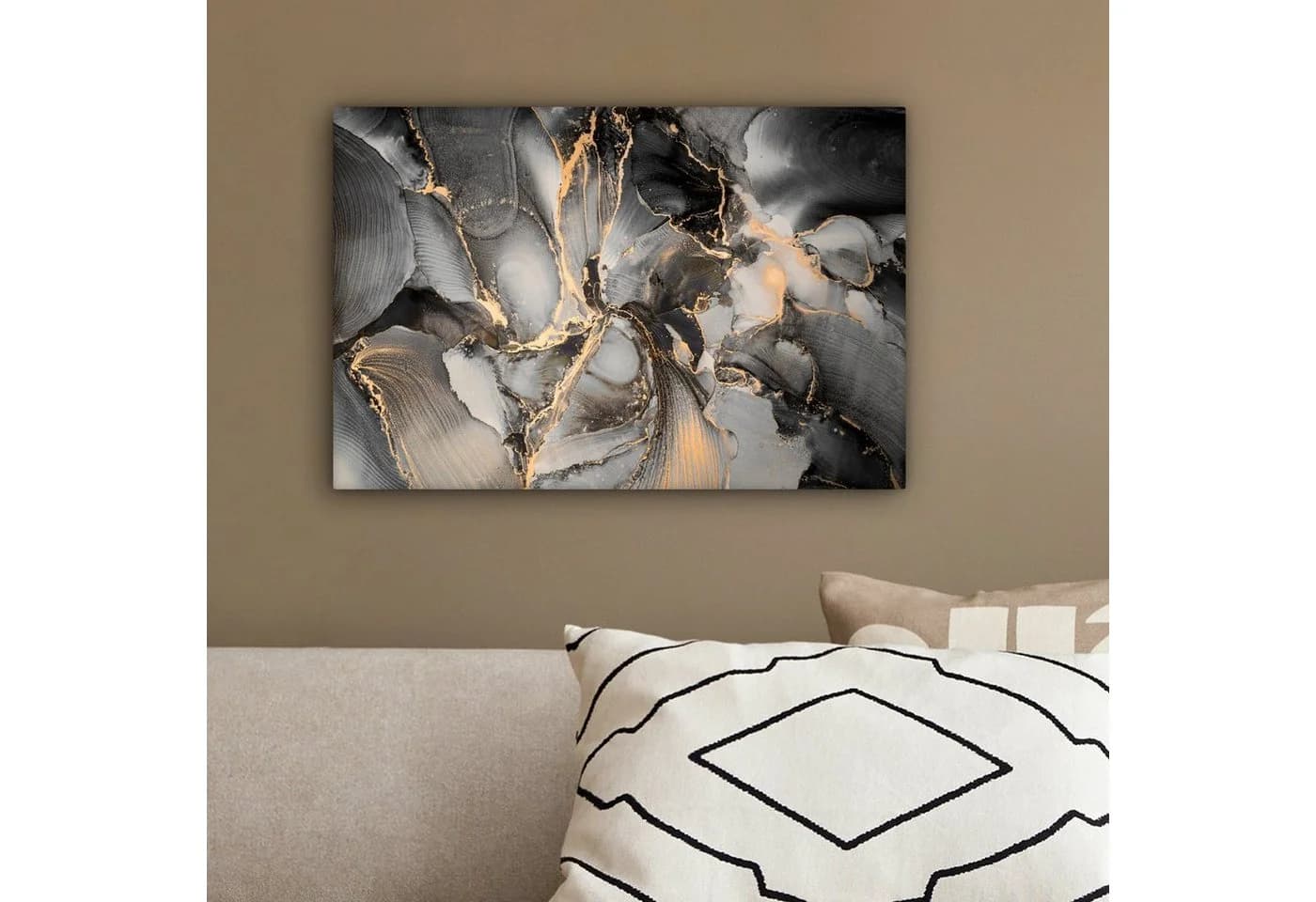 OneMillionCanvasses® Leinwandbild Grau Gold Marmor Fotodruck 30x20 cm - Bild 4