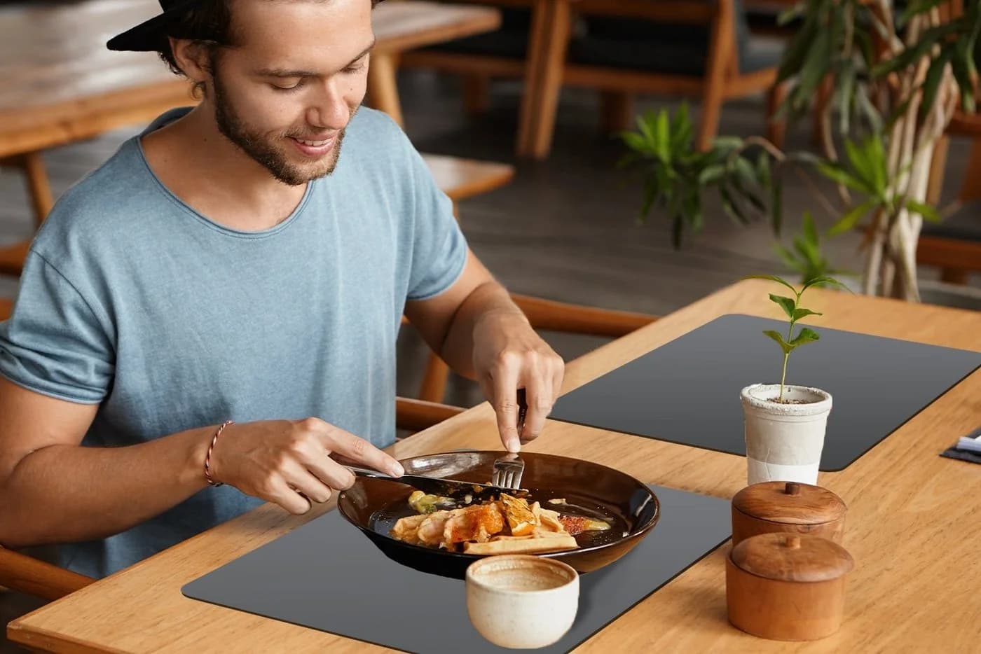 MuchoWow Platzset Interieur Grau Hell 6-Stück Tischset Abwaschbar - Bild 5