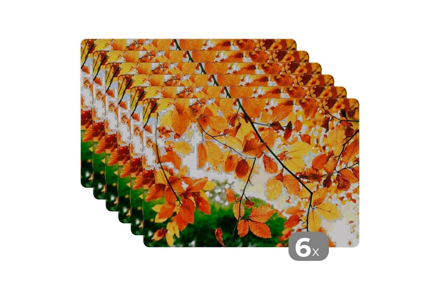 MuchoWow Platzset Herbstblätter Bunt Vinyl 6er Set - Bild 2