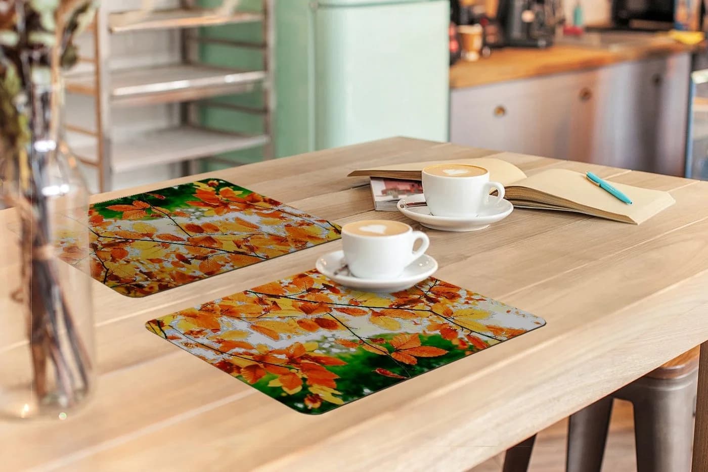 MuchoWow Platzset Herbstblätter Bunt Vinyl 6er Set - Bild 3