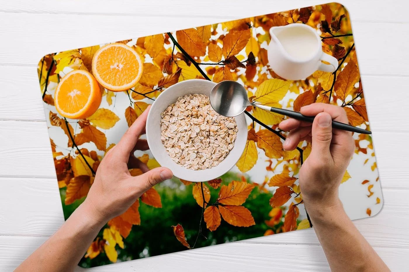 MuchoWow Platzset Herbstblätter Bunt Vinyl 6er Set - Bild 4