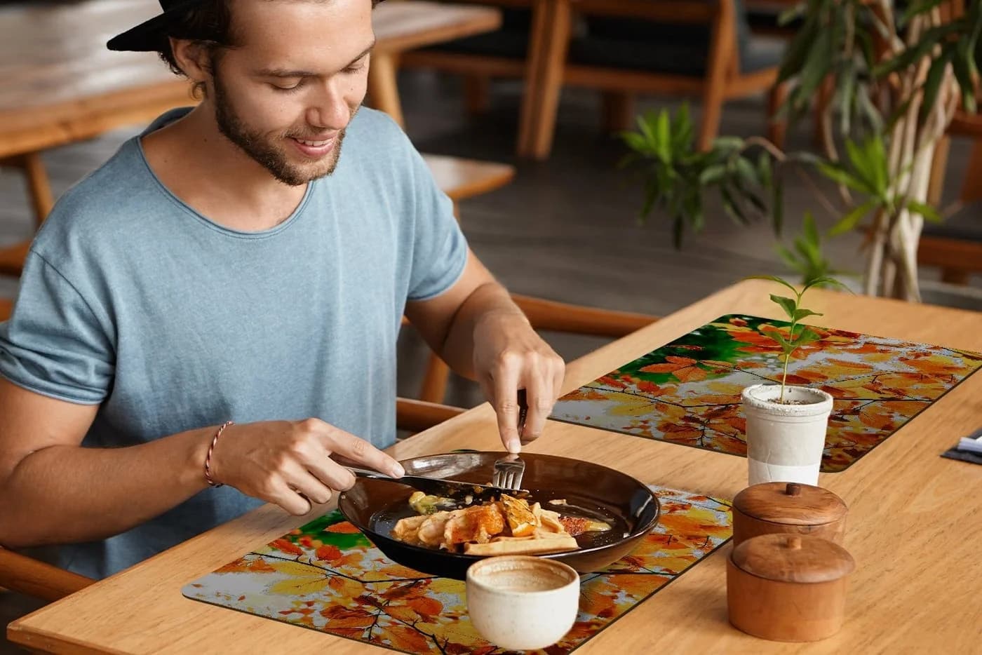 MuchoWow Platzset Herbstblätter Bunt Vinyl 6er Set - Bild 5