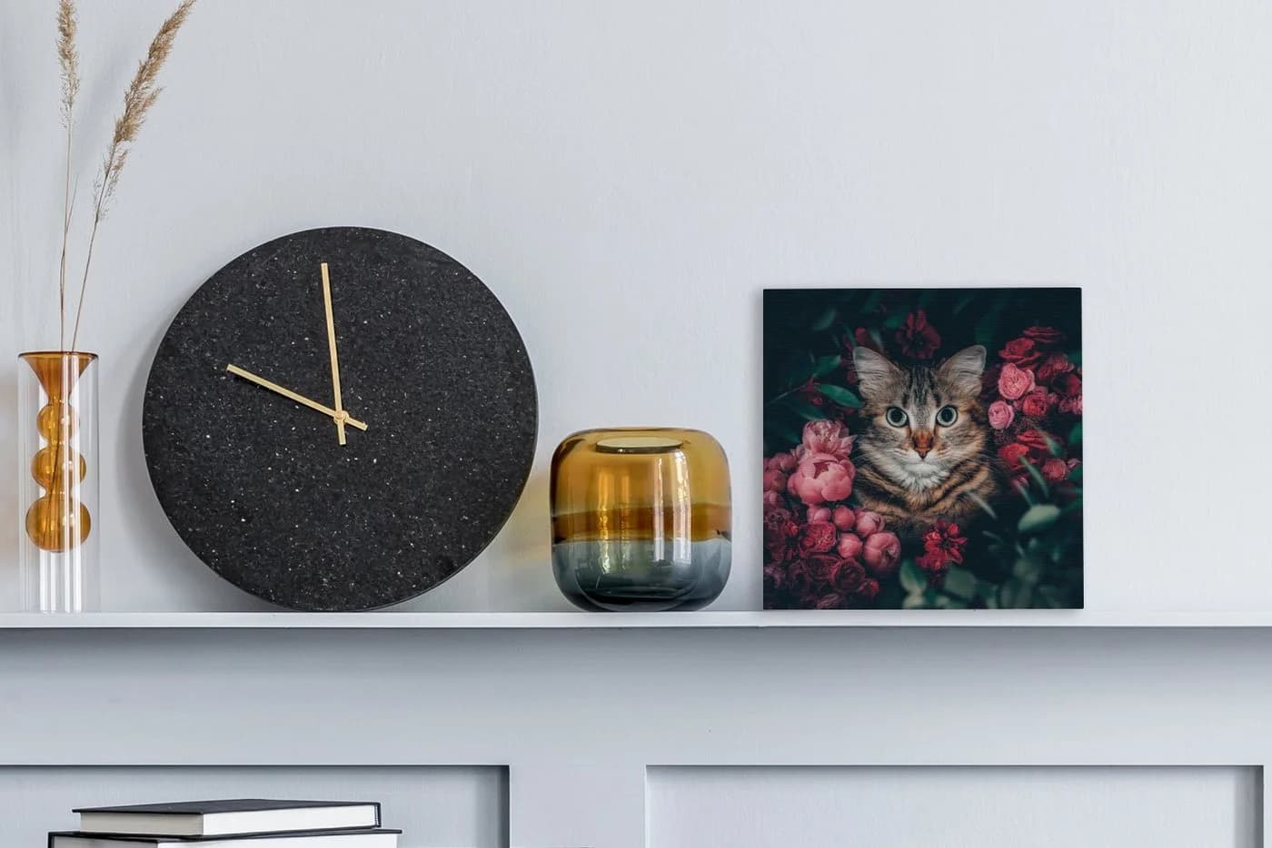 OneMillionCanvasses® Leinwandbild Katze Rosa Blumen