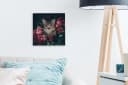 OneMillionCanvasses® Leinwandbild Katze Rosa Blumen Bild 3