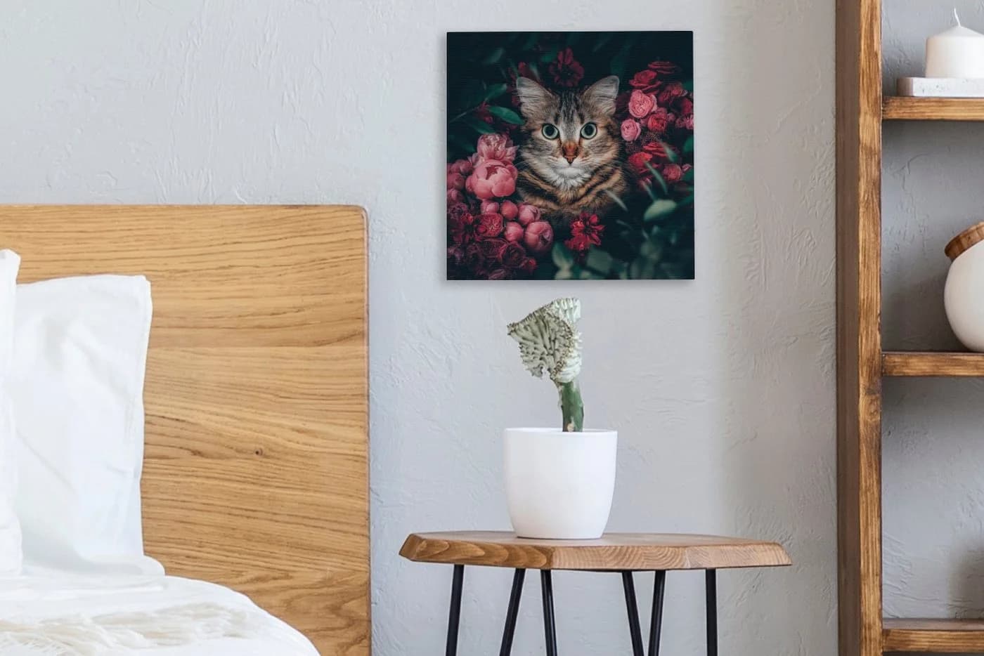 OneMillionCanvasses® Leinwandbild Katze Rosa Blumen - Bild 4