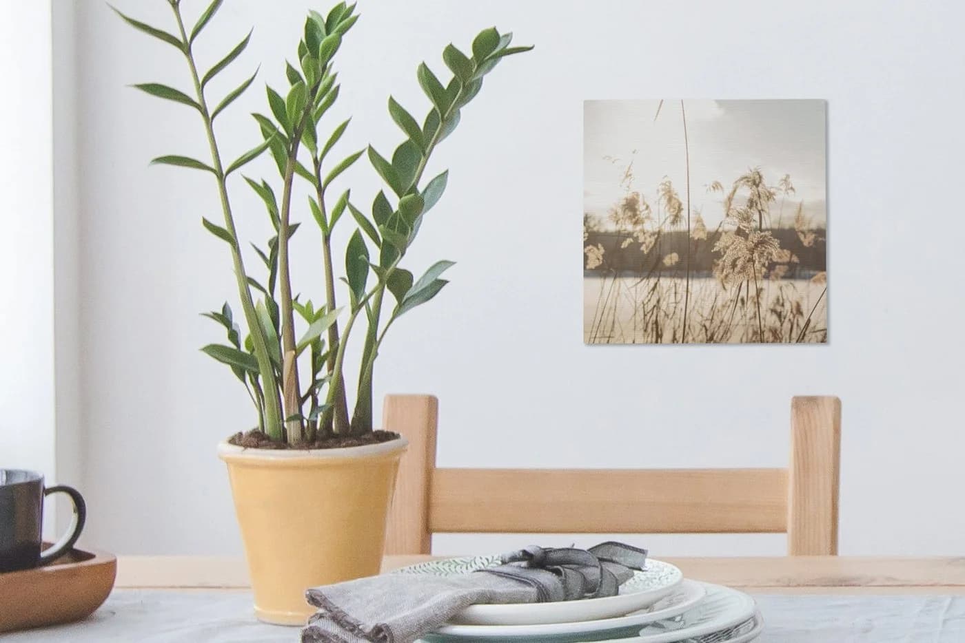 OneMillionCanvasses® Leinwandbild Wasser Pampasgras Pflanzen 20x20 cm - Bild 5