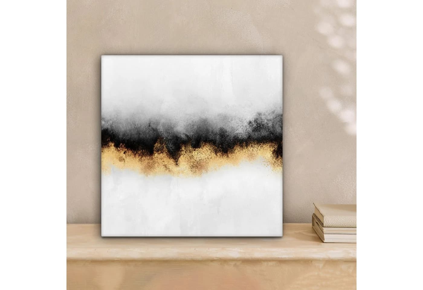 OneMillionCanvasses® Leinwandbild Abstrakt Gold Schwarz Weiß