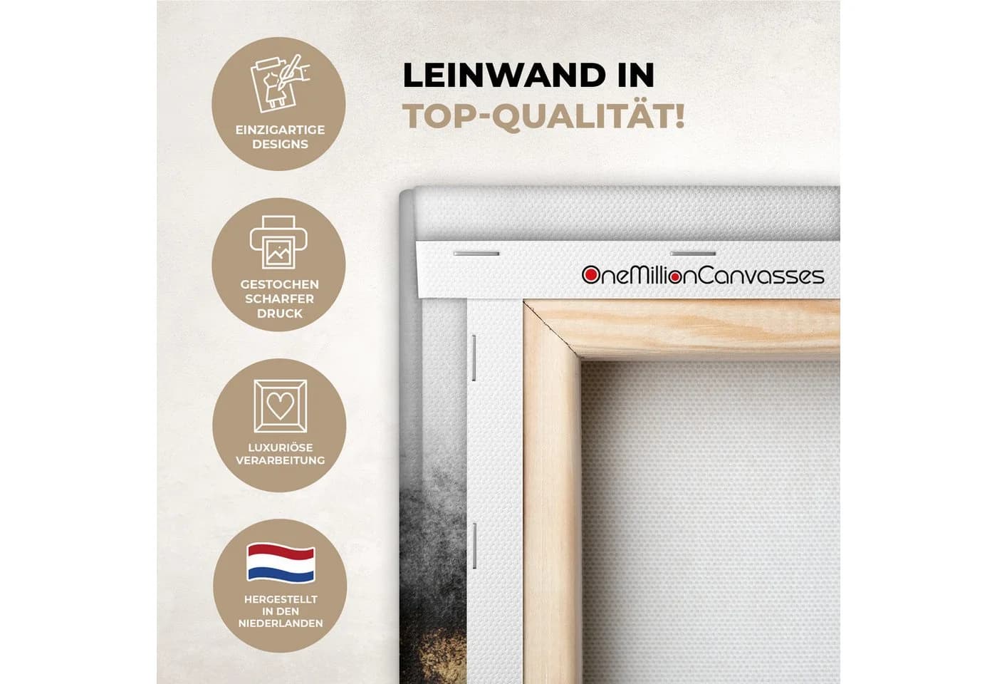 OneMillionCanvasses® Leinwandbild Abstrakt Gold Schwarz Weiß - Bild 3