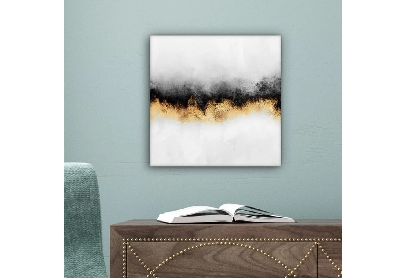 OneMillionCanvasses® Leinwandbild Abstrakt Gold Schwarz Weiß - Bild 5