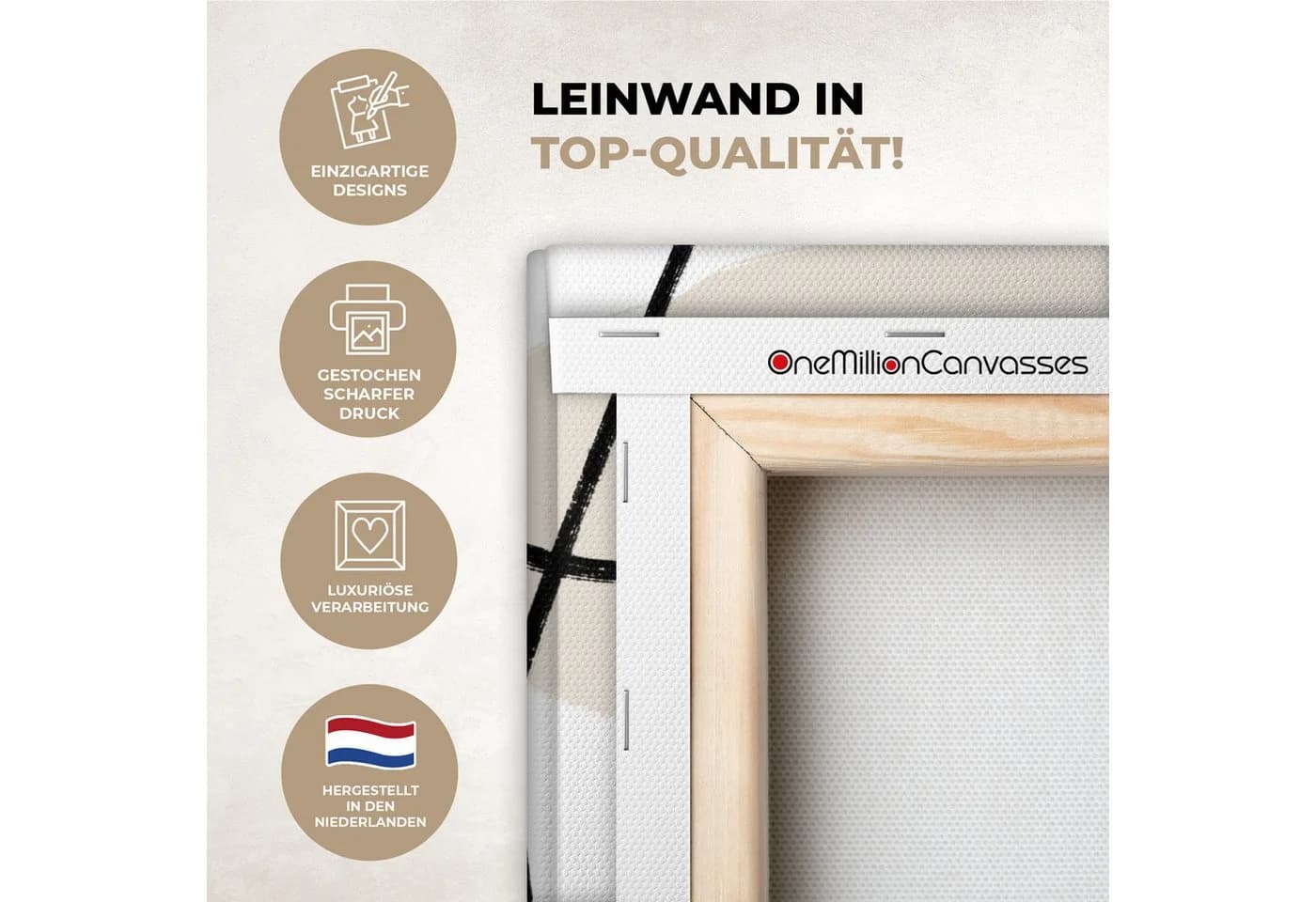 OneMillionCanvasses® Leinwandbild Abstrakt Schwarz/Weiß Minimalismus - Bild 3