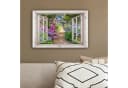 OneMillionCanvasses® Leinwandbild Hortensie Lila Fensterblick Bild 4