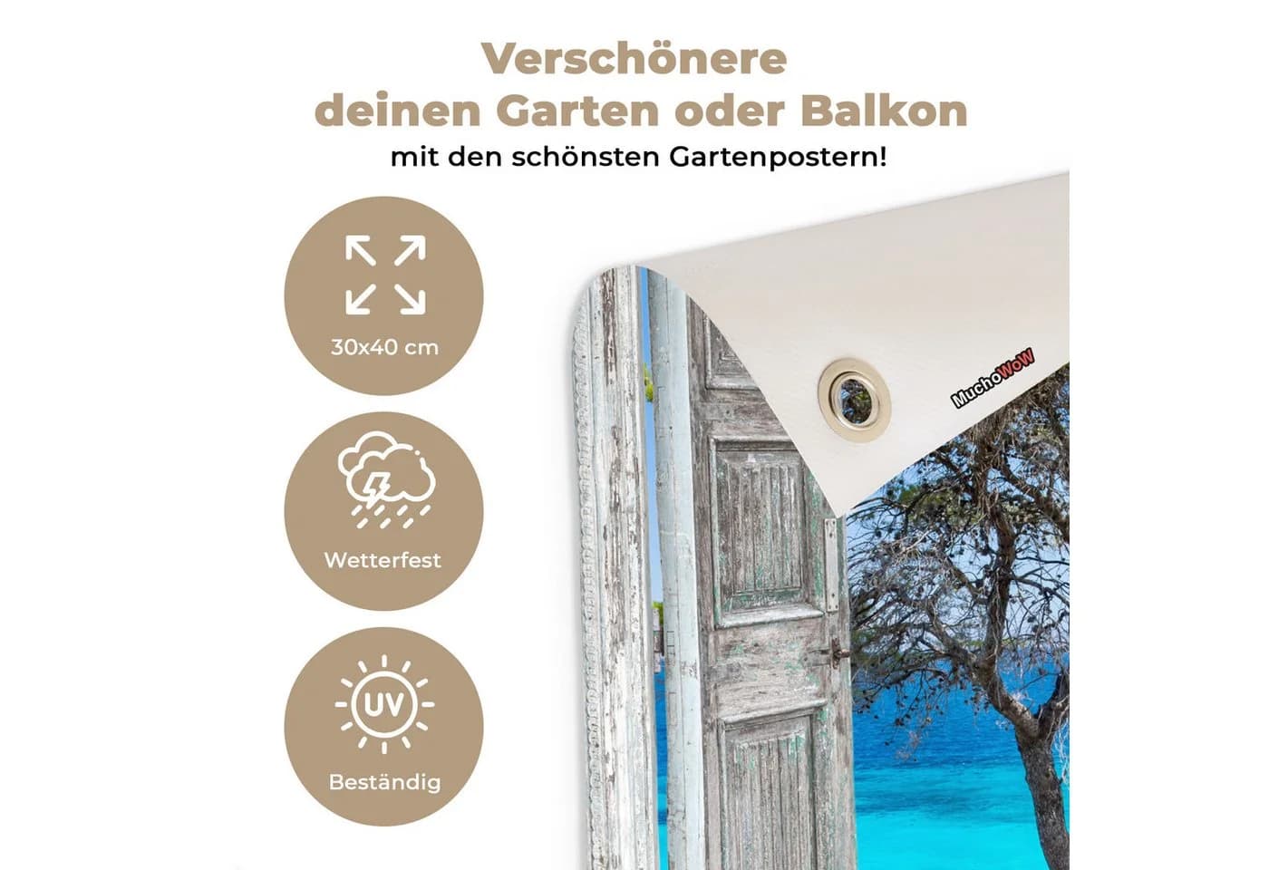 OnlyWow Gartenposter Baum am Strand PVC Wetterfest - Bild 3