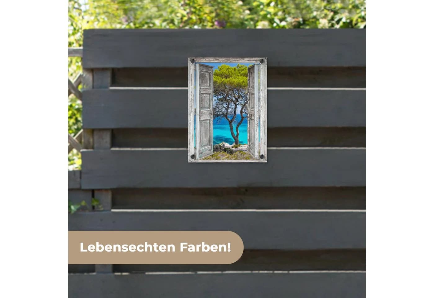 OnlyWow Gartenposter Baum am Strand PVC Wetterfest - Bild 4