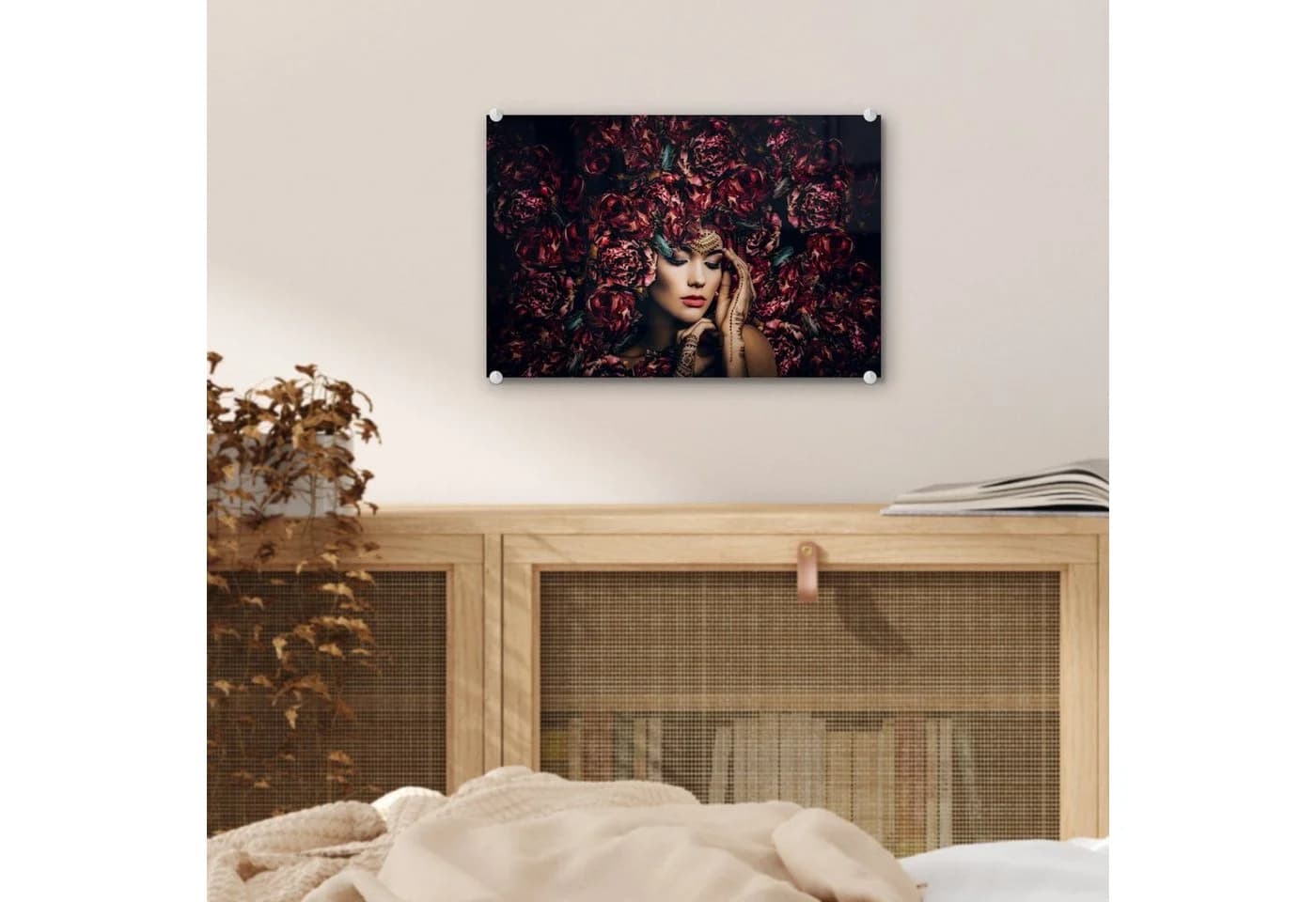 MuchoWow Acrylglasbild Frau Blumen Henna Porträt Modern - Bild 5