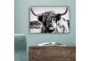 OneMillionCanvasses® Leinwandbild Kuh - Schottischer Hochländer Schwarz-Weiß Bild 5