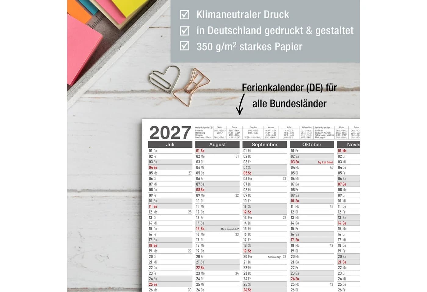 TOBJA Wandkalender 2027 Anthrazit DIN A4 3er Set - Bild 4